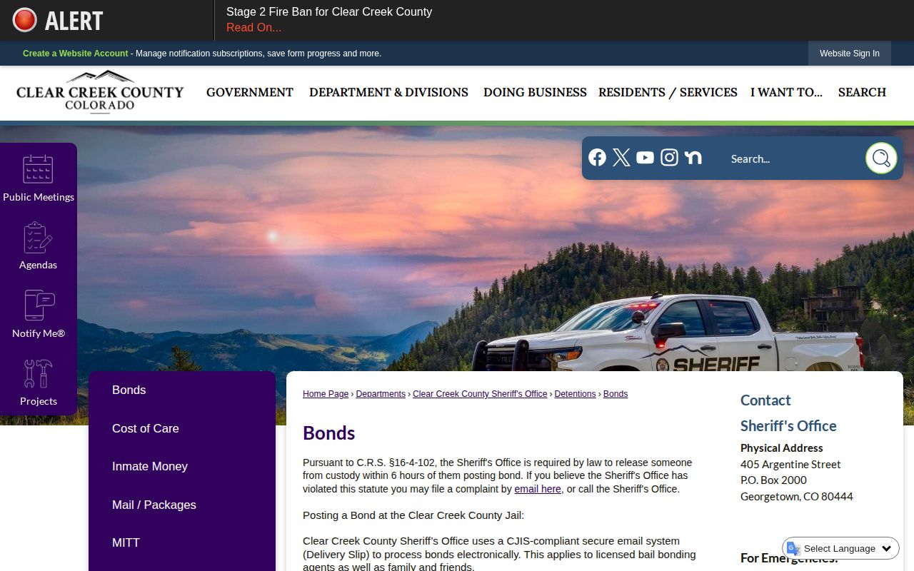 Clear Creek County Bonds page