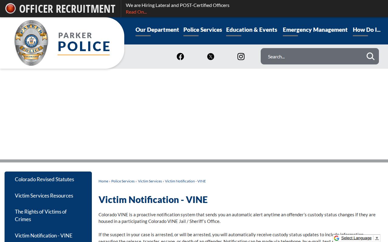 Colorado VINE registration instructions with phone and PIN options